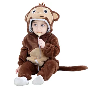 Michelle – combinaison une pièce marron à capuche pour garçon et fille, barboteuse à motif singe, vêtements d'hiver, Offre Spéciale