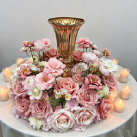 Kunstmatige roze en witte rozenkrans tafeldecoratie krans voor bruiloftdecoraties bloemstukken