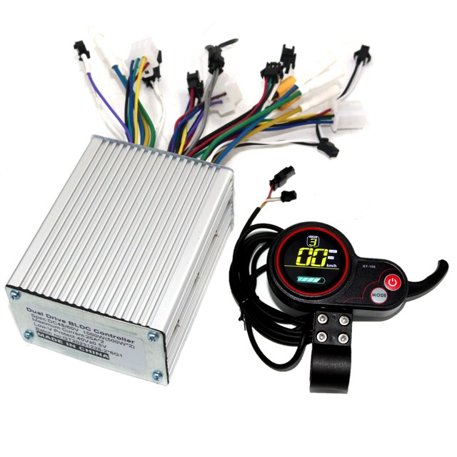 Dual Drive 6MOSFET 48/52/60V 1000W (500W * 2) Brushless DC Electric Bicycle Scooter Controller+GT-100 LCD Set
