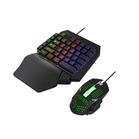 Vente directe d'usine RGB clavier et souris à une main ensemble logo personnalisé 40 touches claviers filaires pour téléphones mobiles et jeux PUBG
