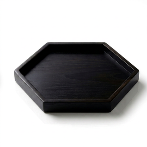 Plateau de service octogonal en bois de noyer, plateau pour aliments, fruits, thé, pour restaurant, restauration, fait à la main avec une finition de haute qualité - Product Image 1