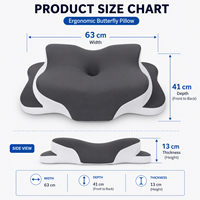 Oreiller cervical personnalisable en mousse à mémoire de forme, forme papillon, ergonomique, pour un sommeil sain et profond (vente en gros)