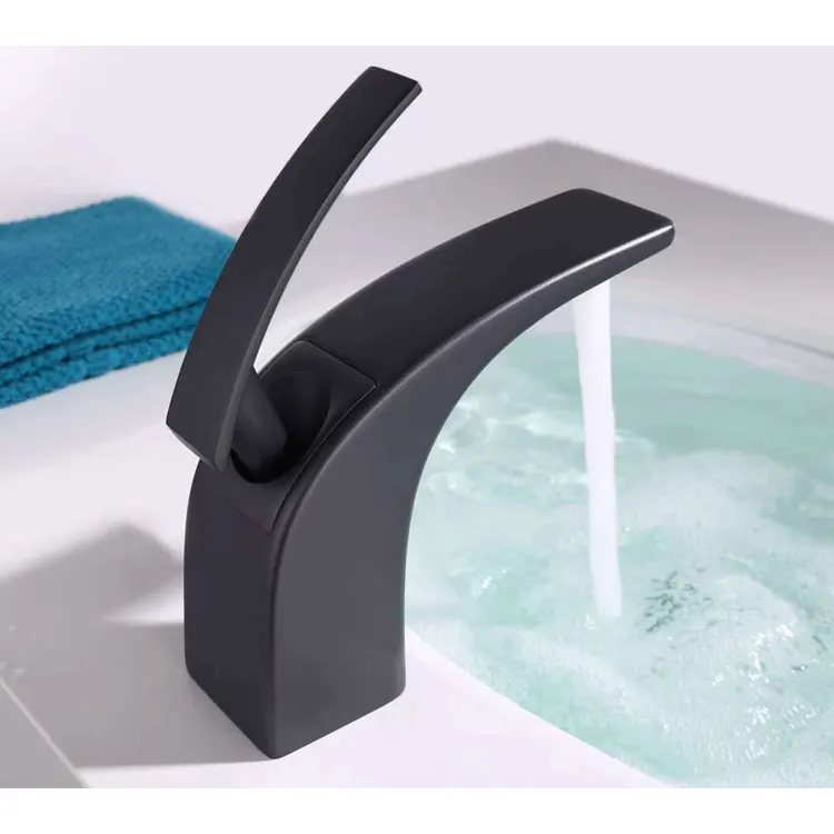 Moderno di lusso bagno lavatorio Set lavabo nero rubinetto miscelatore con valvola in ceramica nucleo per la palestra all'aperto soggiorno