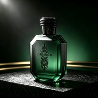 Flacon de parfum en verre vide octogonal avec logo personnalisé, 30 ml, 50 ml, 100 ml, vert foncé/ambre, vaporisateur à pompe, boîte cadeau de luxe