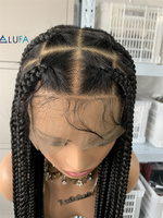 Perruque tressée complète en dentelle LD009 avec cheveux de bébé, tresses sans nœuds, longue perruque tressée noire à 3 brins, 40 pouces en stock, tendance mode