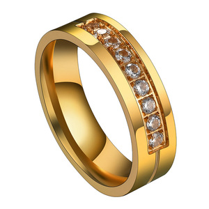 Hot Selling Anti Fade Stainless Steel Zircon Gold Plated <strong>Plus</strong> <strong>Size</strong> Couple <strong>Ring</strong> Birthday Party Wedding <strong>Ring</strong> for Men and Women - Product Image 6