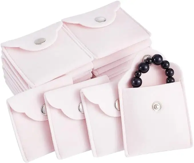 Custodia con Logo in microfibra con bottone a scatto nebbioso in velluto rosa sacchetti regalo di lusso