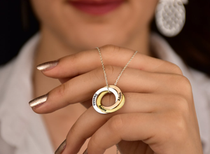 2021 New Arrivals Personalised Interlocking Circles <strong>Necklace</strong> <strong>Russian</strong> Wedding <strong>Ring</strong> <strong>Necklace</strong> Triple <strong>Ring</strong> <strong>Necklace</strong> - Product Image 3