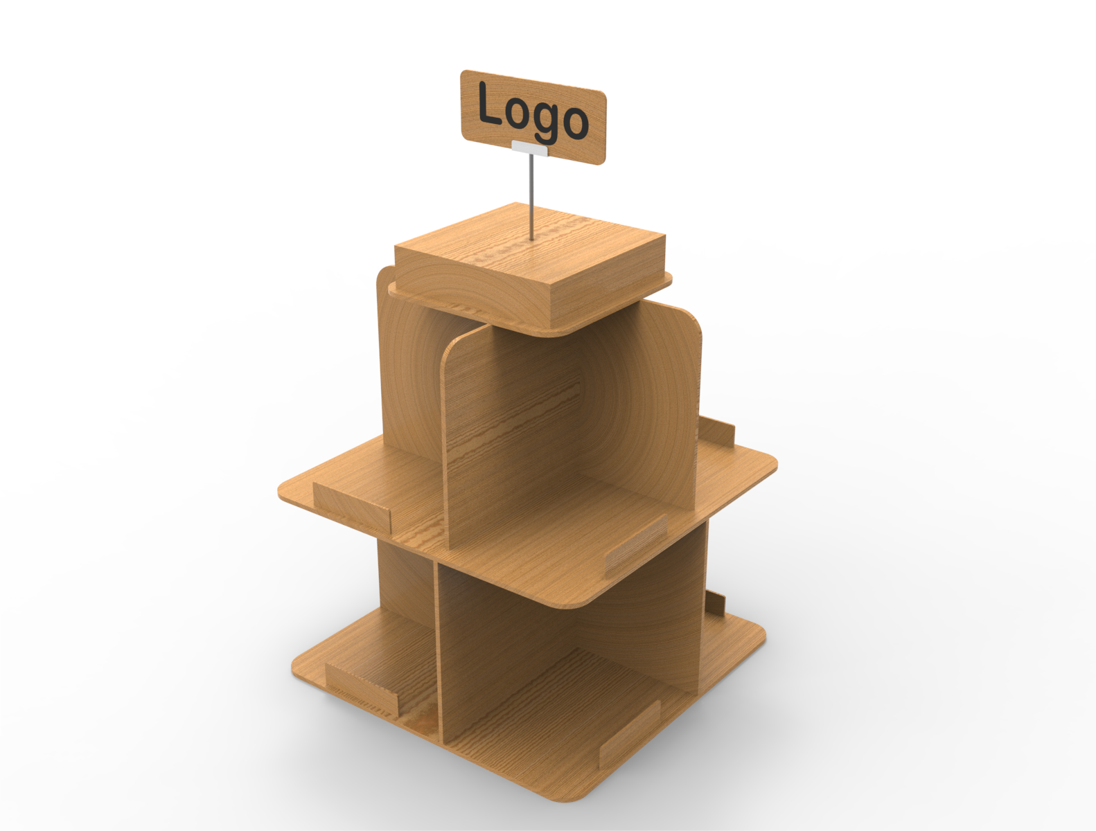 2-tier Modern Book Floor Stand Display Rack for MDF Wood for Promotion in Retail Shops and Supermarkets — view 4