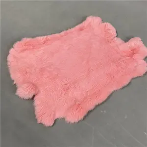 Cheveux doux Fluffy Real Fur Hide Véritable Peau de Lapin couleur rose