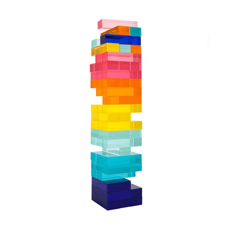 Classic Plastic Custom Mini Stacking Game Acrylic building Blocks Set Lucite Tumbling Tower gemstone game
