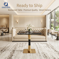 Table de salle à manger ronde de luxe QIANCHENG, fabrication moderne, plaquée or, blanche, ensemble de salle à manger intérieure, mobilier de restaurant