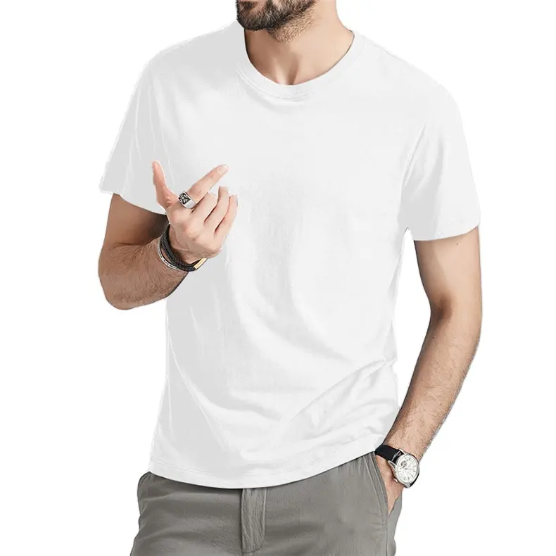 卸売スリムフィットTシャツ男性用最高品質ブランドホワイトTシャツ男性用プレーンホワイトTシャツ