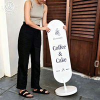 Panneau de signalisation de café double face pour extérieur, 150 cm de haut, en bois et métal, panneau en contreplaqué marin, logo personnalisé imprimé pour café ou magasin
