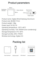 Tuya TYSH Dispositivo de automatización del hogar inteligente Zigbee 3,0 Tuya Hub Wired Zigbee Gateway