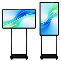 Kiosco Publicitario Digital Móvil de Doble Poste, Pantalla Móvil con Ruedas de Alto Brillo y Full HD para Eventos en Salas de Exposiciones