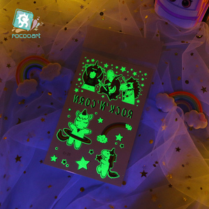 Autoadesivo del tatuaggio luminoso braccio per bambini viso incandescente tatuaggio bambini Body Art tatuaggio <span class=keywords><strong>unicorno</strong></span> cartone animato - Product Image 1