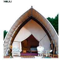 Tente de Glamping Hôtelière Résistante au Vent et Imperméable en PVC pour Plage, Station Balnéaire et Développement de Villages de Glamping Tropicaux en Région Côtière