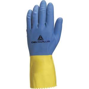 DELTA PLUS - VE330BJ06 Duocolor 330 gant de nettoyage en latex bleu-jaune (multipack)-GANTS EAN 3295249009533 - Product Image 1