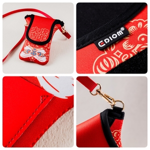 Custodia per telefono in neoprene personalizzata, porta carte impermeabile <span class=keywords><strong>rosa</strong></span> con tracolla - Product Image 3