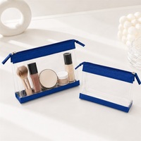 Pochette cosmétique en PVC avec logo personnalisé, pochette de maquillage transparente, organiseur de toilette imperméable pour voyage, sac à fermeture éclair en PVC, kit de beauté à étiquette privée