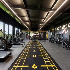 Tapis de sol de gymnastique en gazon artificiel noir, marquages de voies blancs, style moderne, antidérapant, doux, écologique, absorption des chocs, sport - Product Image 5