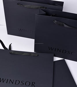 Custom Logo Matt Black <b>Paper</b> Clothing Packaging <b>Gift</b> <b>Paper</b> <b>Bag</b> Shopping <b>Bag</b> Luxury <b>Paper</b> <b>Bags</b> With Ribbon Handle - Product Image 4