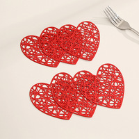 Sous-verre créatif en plastique en forme de cœur, décoration d'intérieur, dessous de plat doré résistant à la chaleur, tapis de table antidérapant pour café, moderne