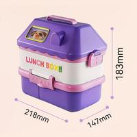 Boîte à lunch pour enfants en forme de maison mignonne, double couche, en acier inoxydable, boîte bento portable avec poignée, récipient alimentaire pour enfants, école