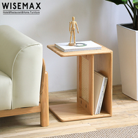 WISEMAX FURNITURE Table basse en rotin nordique Petite taille Salon Table basse en bois massif en forme de C Table à thé d'angle pour la maison