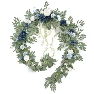 Guirlande de fleurs d'eucalyptus artificielles de 9 pieds, centres de Table de mariage en terre cuite pour décor de Table de mariage, fleurs d'arc de mariage