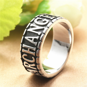 European American Style <b>Titanium</b> Steel Letter <b>Ring</b> Retro Punk Unisex Jewelry Gift Silver Color - Product Image 2