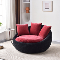Canapé simple rotatif de luxe moderne Chaise longue Fauteuil inclinable de salon Chambre à coucher Mobilier confortable Rouge Design unique