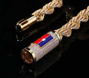 שרשרת זהב 14 קראט זהב ורד 18 קראט-שרשרת תליון קלוע אבני חן של גברים, igi מוסמך, אפשרויות - Product Image 6