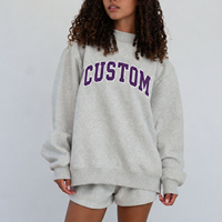 Sweat-shirt surdimensionné personnalisé pour femme, col montant, broderie de lettres universitaires, logo, pull universitaire américain, sweat-shirt pour femme