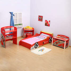 OEM/ODM voiture de course personnalisée en bois MDF meubles jouet organisateur avec bacs de rangement en plastique pour enfants voiture dessin animé meubles design - Product Image 5