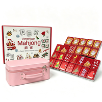 Ensemble de Mahjong Américain Personnalisé en Gros pour Noël, 166 Pièces, Tuiles de Mahjong en Acrylique Pailleté, Jeu de Table Festif avec Boîte Cadeau