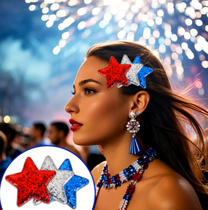 Día del Trabajo <span class=keywords><strong>DE</strong></span> LA Independencia Americano EE. UU. Decoraciones para mujeres Diseños <span class=keywords><strong>de</strong></span> la bandera americana Sparky Rojo Blanco Azul Pinzas para el cabello patrióticas - Product Image 3