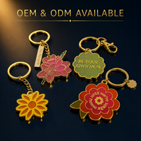 Porte-clés personnalisé en alliage de zinc émaillé, motif floral vintage mignon, tournesol pivoine, léger, étanche, fait main, promotionnel