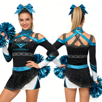 Tenue de cheerleading tendance OEM ODM pour adultes, avec cristaux AB, haute élasticité, respirante et confortable, uniforme de danse sportive