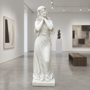 Figura Femenina Personalizada de Mármol Natural en Pose <span class=keywords><strong>Pensativa</strong></span> - Elegante Arte en Piedra con Acabado a Mano para Interiores de Lujo - Product Image 4