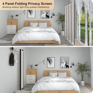 Divisorio Pieghevole a 4 Pannelli con 3 Piedi in Metallo, 224 cm di Larghezza, Schermo Portatile <span class=keywords><strong>per</strong></span> Ufficio/Camera da Letto/Camera dei Bambini - Product Image 2
