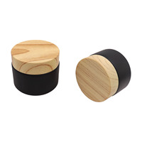 Pots et contenants cosmétiques en verre personnalisés, mats, givrés, noirs, 50g, 30g, 15g, 10g, 10ml, 20ml, 50ml, avec couvercles en bambou à grain de bois