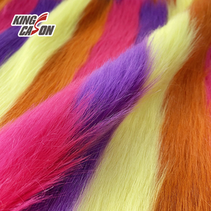 Kingcason China Factory 100% poliéster colorido Arco Iris rayas Pelo Largo perro piel sintética tela para damas ropa abrigo chaqueta Juguetes - Product Image 2