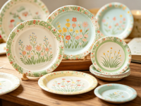 Assiettes jetables en papier pour mariage et fête, forme ronde blanche cristalline, assiettes à déjeuner pour restaurant, vente chaude