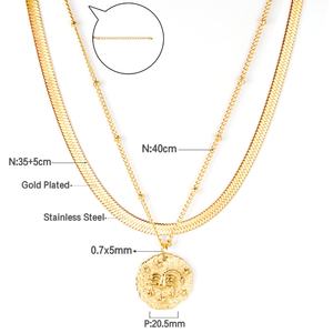 สร้อยคอจี้สเตนเลสสตีลแบบโซ่คู่ ดีไซน์ย้อนยุค ยอดนิยมประจำปี 2021 - Product Image 3