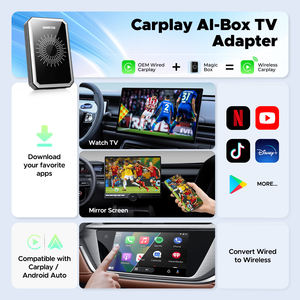 LAMTTO Boîtier AI 4-en-1 Adaptateur sans fil CarPlay et Android Auto pour la diffusion en streaming de Netflix/<span class=keywords><strong>YouTube</strong></span>/TikTok, télécommande, écran partagé - Product Image 2