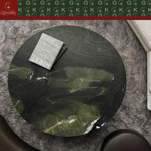 طاولة قهوة دائرية من الرخام الأخضر الأفوكادو من جولدكينج، أثاث فاخر من الحجر الطبيعي لغرف المعيشة العصرية والديكورات الراقية - Product Image 4