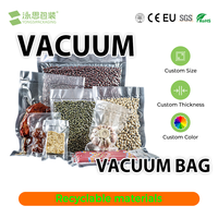 Sacs sous vide en PP mono transparents, imprimés sur mesure, thermosoudés, pour aliments congelés, emballage sous vide lisse pour viande fraîche