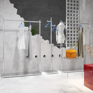 Moda moderna per ragazze negozio di <span class=keywords><strong>abbigliamento</strong></span> Interior Design su misura indumento in metallo argento infissi Rack per <span class=keywords><strong>abbigliamento</strong></span> di moda - Product Image 1